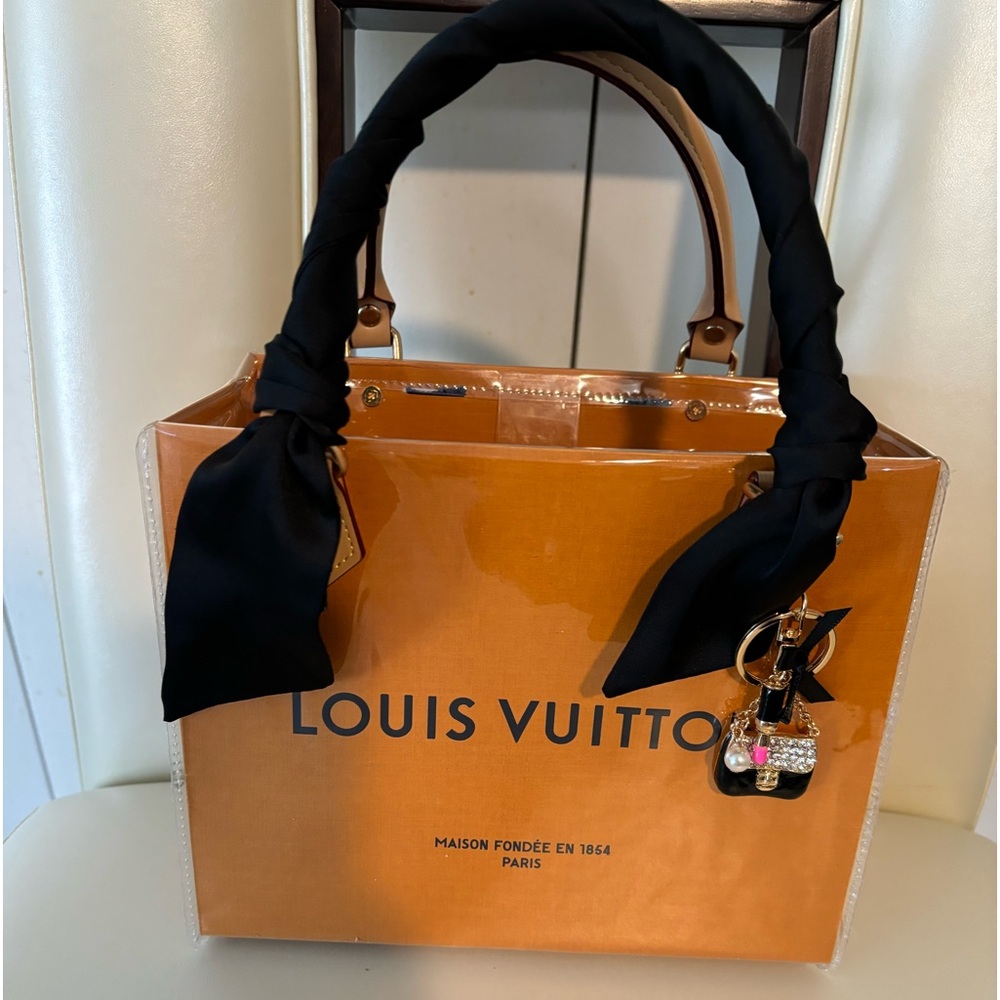 Upcycled shopping bag in clear vinyl bag. Limited Edition.